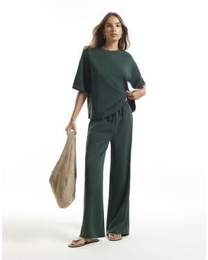 River Island Premium Wide Leg Joggers - Green