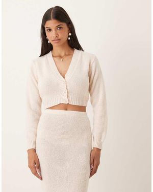 NARRATED Cropped Cardigan - Natural