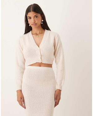 NARRATED Cropped Cardigan - Natural