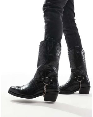 Bershka Western Boot - Black