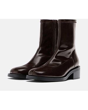 Stradivarius Stretch Flat Ankle Boot - Black