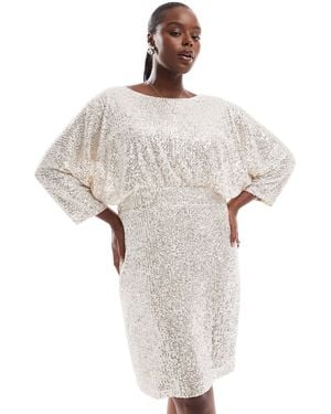 Tfnc Plus Sequin Kimono Top Mini Dress - White