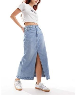 Jdy Split Front Denim Maxi Skirt - Blue
