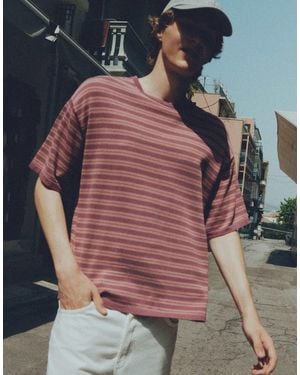 Pull&Bear Gestreiftes strick-t-shirt - Lila