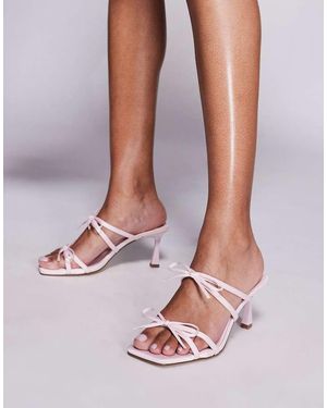 Public Desire Taytay Heeled Muled Sandals With Bow Detail - Pink