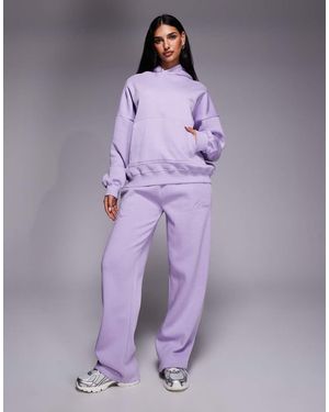 Kaiia Studio Embroidered Logo Wide Leg Pocket Detail Joggers Co-Ord - Purple