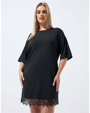 Yours Clothing Lace Trim Mini Dress - Blue