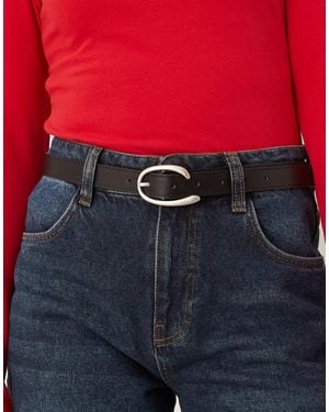 Gina Tricot Belt With Silver Statement Buckle - Blue