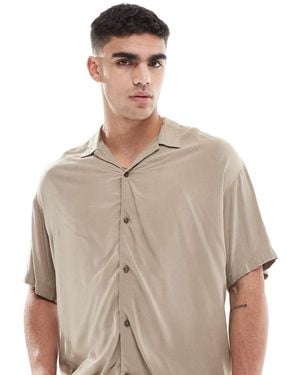 Jack & Jones Revere Collar Short Sleeve Shirt - Natural