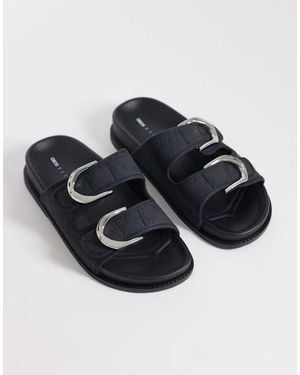 ASOS Falcon Double Buckle Footbed Sandal - Black