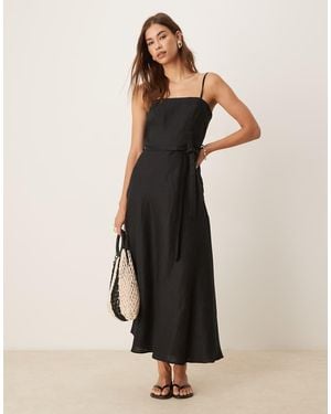 Mango Cotton Belted Cami Maxi Dress - Natural