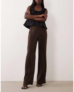 Bardot Devin Mid Rise Satin Trousers - Brown