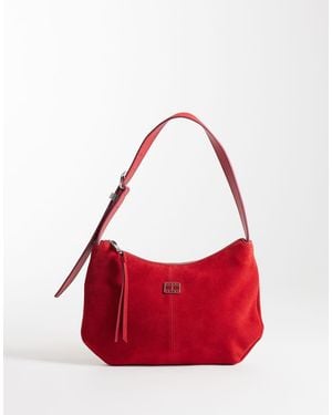 Tommy Hilfiger Slouchy Suede Shoulder Bag - Red