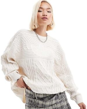 adidas Originals Cable Knit Trefoil Logo Knitted Jumper - White