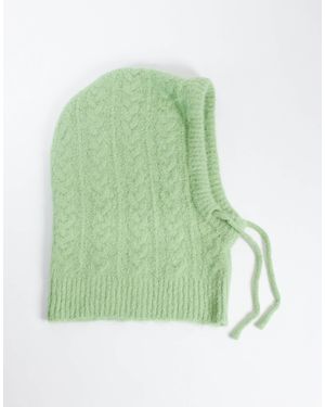 Object Cable Knit Balaclava - Green