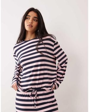 Kaiia Super Soft Jersey Crew Neck Oversized Long Sleeve Top Co-ord - Blue