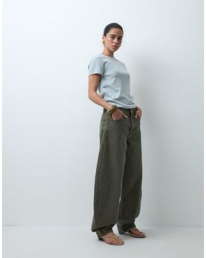 ASOS Vaqueros Barrel Leg Horseshoe En-Verde - Blanco
