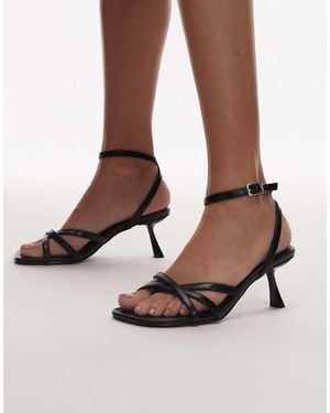 TOPSHOP Iris Slanted Heel Sandals - Brown