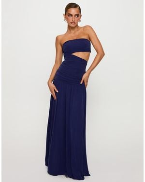Princess Polly Grandeaur Bandeau Cut Out Drop Waist Maxi Dress - Blue