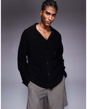 The Couture Club Oversized Knitted Shirt - Blue