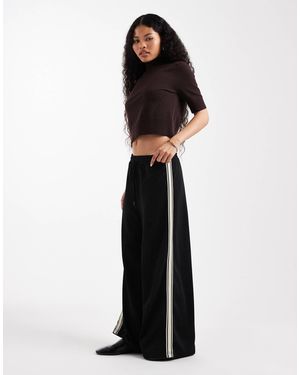 Only Petite Side Stripe Wide Leg Trouser - Black