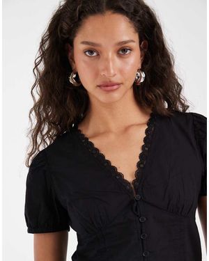 JJXX Fitted Short Sleeve Poplin Shirt - Black