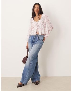 Glamorous Lond Sleeves Tops - Blue