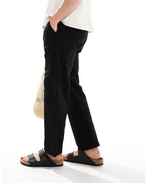 Only & Sons Linen Mix Loose Fit Trousers - Black