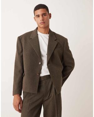 ASOS Oversized Cropped Suit Jacket - Brown
