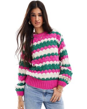 Y.A.S – grobstrickpullover mit plakativem streifenmuster - Rot