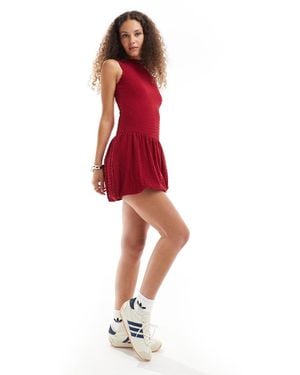 Reclaimed (vintage) Dropped Waist Puffball Mini Dress - Red