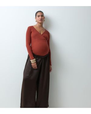 Vero Moda Satin Wide Leg Trouser - Brown