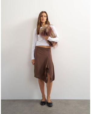 TOPSHOP Asymmetrischer midi-rock aus cupro - Weiß