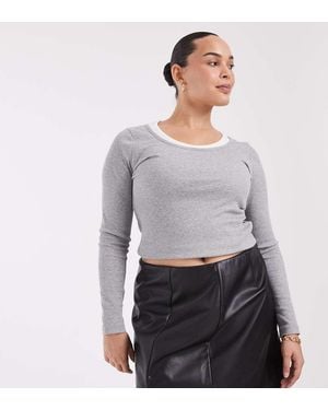 ASOS Curve Tailored Faux Leather Mini Pelmet Skirt With Split - Grey