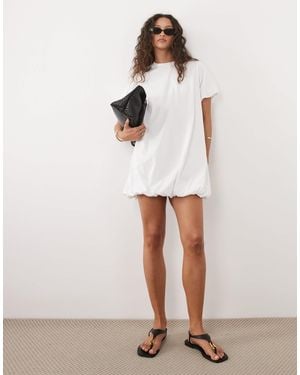 ASOS Short Puff Sleeve Bubble Mini Dress - White