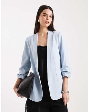 Pieces Tailored Ruched Sleeve Blazer - Blue
