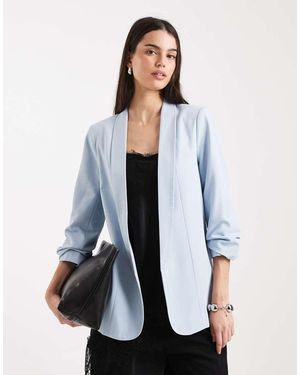 Pieces Getailleerde Blazer Met Gerimpelde Mouwen - Blauw