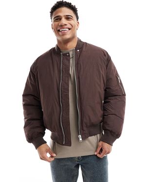 River Island – premium – wattierte bomberjacke - Braun