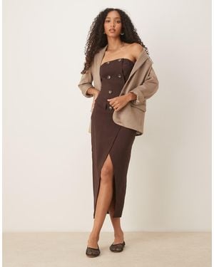 ASOS Bandeau Trench Style Pencil Midi - Natural