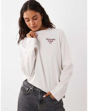 Abercrombie & Fitch Long Sleeve T-shirt With Chest Graphic - White