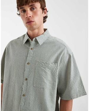 ASOS Oversized Seersucker Stripe Shirt - Grey