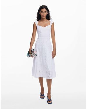 Desigual Embroidered Midi Dress - White