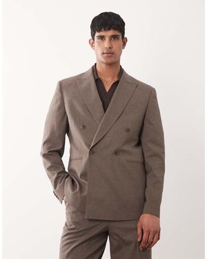 ASOS Double Breasted Regular Suit Jacket - Brown