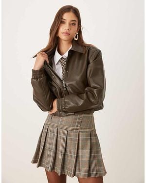 Threadbare Chaqueta Bomber Chocolate De Cuero Sintético De - Marrón