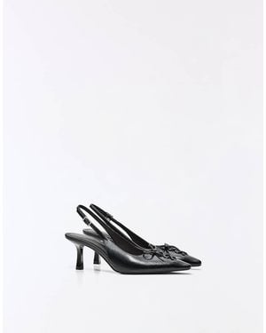 Bershka Kitten Heel Corset Shoes - Black