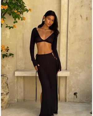 Flook The Label Salma Knitted Maxi Beach Skirt - Black