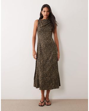 Mango Ärmelloses midikleid mit leopardenmuster - Natur
