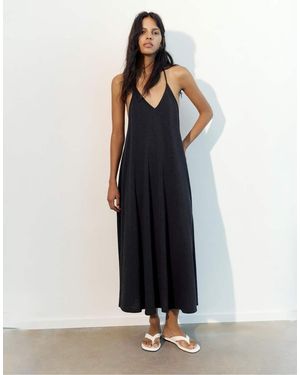 Pull&Bear Vestito Midi Con Spalline Sul Retro - Nero