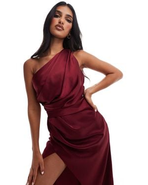Jarlo One Shoulder Slit Maxi Dress - Red