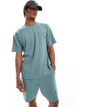 New Look Waffle T-shirt Co-ord - Blue